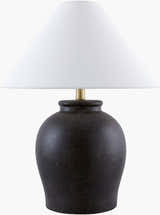 Soft Charcoal Traditional Table Lamp with linen details for bedside or console tables