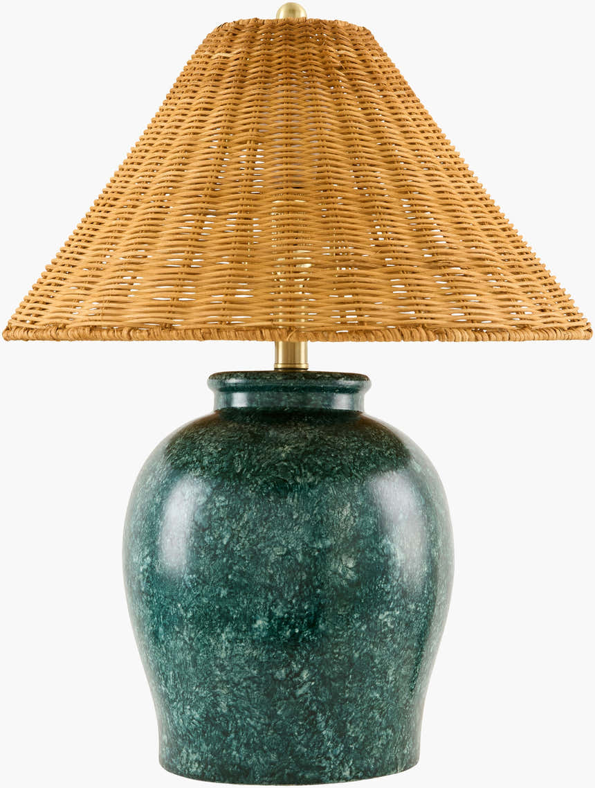 Deep Orange Traditional Table Lamp with global details for bedside or console tables