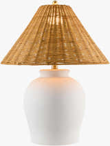 Soft Orange Traditional Table Lamp with global details for bedside or console tables