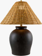 Rich Orange Traditional Table Lamp with global details for bedside or console tables