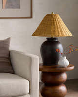 Rich Orange Traditional Table Lamp with global details for bedside or console tables