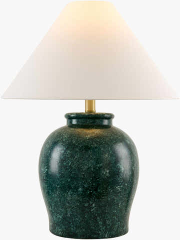 Green Ceramic Table Lamp with Cone Shade