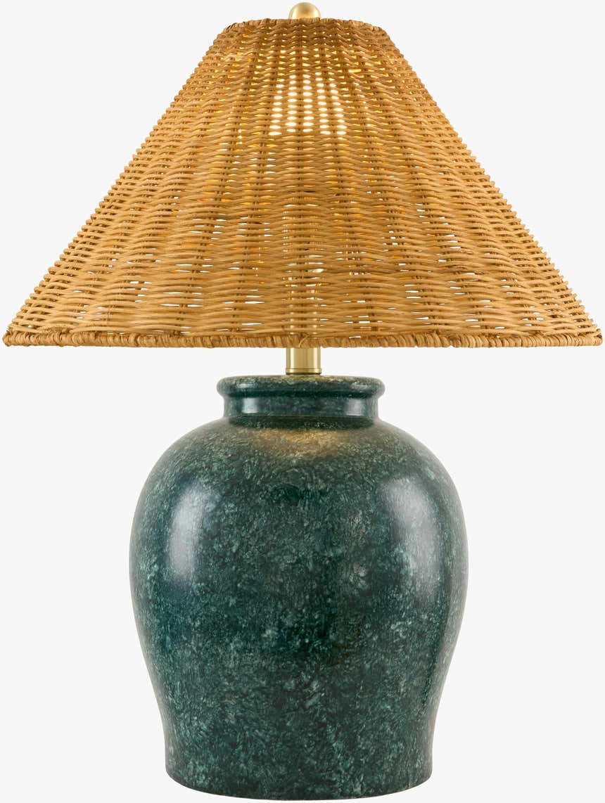 Deep Orange Traditional Table Lamp with global details for bedside or console tables