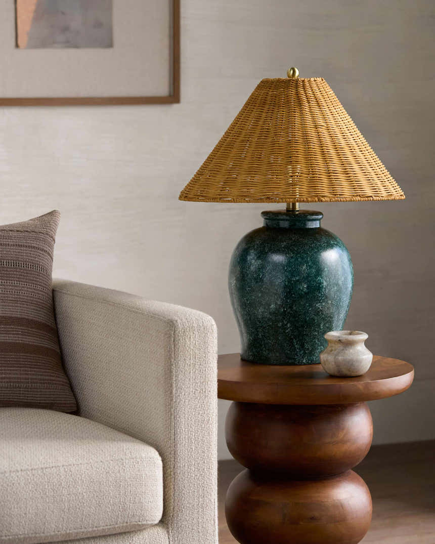Deep Orange Traditional Table Lamp with global details for bedside or console tables