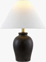 Charcoal Traditional Table Lamp with global details for bedside or console tables