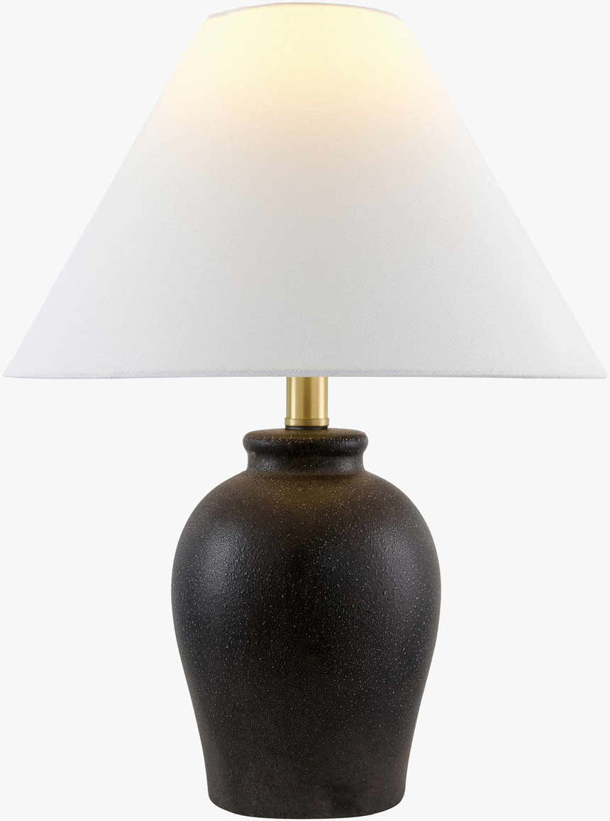 Charcoal Traditional Table Lamp with global details for bedside or console tables
