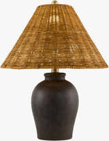 Rich Orange Traditional Table Lamp with rattan details for bedside or console tables