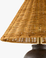 Rich Orange Traditional Table Lamp with rattan details for bedside or console tables