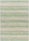 Close-up of the Kris Green Area Rug. Features dark beige, gray, moss, and nutmeg stripes in a machine-woven, contemporary design. Design-Rectangle-517