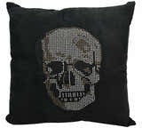 Mina Victory Sofia Rhinestone Skull Black Indoor Throw Pillow - Clearance