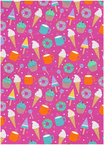 Nourison Imagination Kids Rug with a pink background and a pattern of sweets like ice cream and donuts.