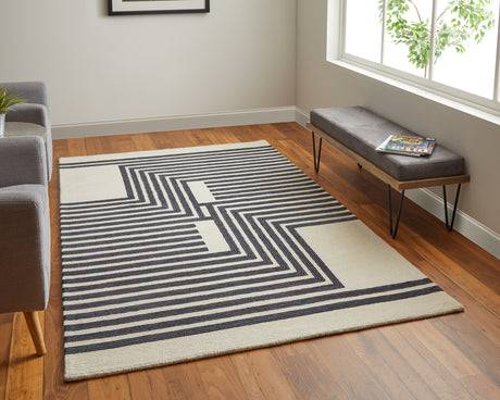 Feizy Maguire Transitional Abstract - Gray/Ivory/Black Area Rug