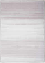 Close-up of the Calvin Klein Launder Ivory rug. Modern design with chestnut hues and subtle horizontal stripes. Washable.