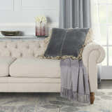 Mina Victory Sofia Stitch Velvet Frills Dark Grey Indoor Throw Pillow - Clearance