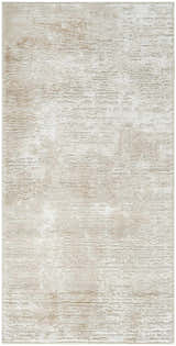 Close-up of the high pile Nourison Dekor Ivory Beige rug, showing its subtle chestnut pattern and soft texture.