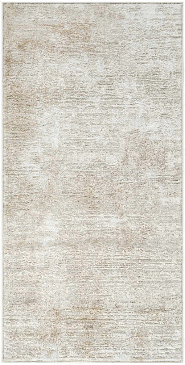 Close-up of the high pile Nourison Dekor Ivory Beige rug, showing its subtle chestnut pattern and soft texture.