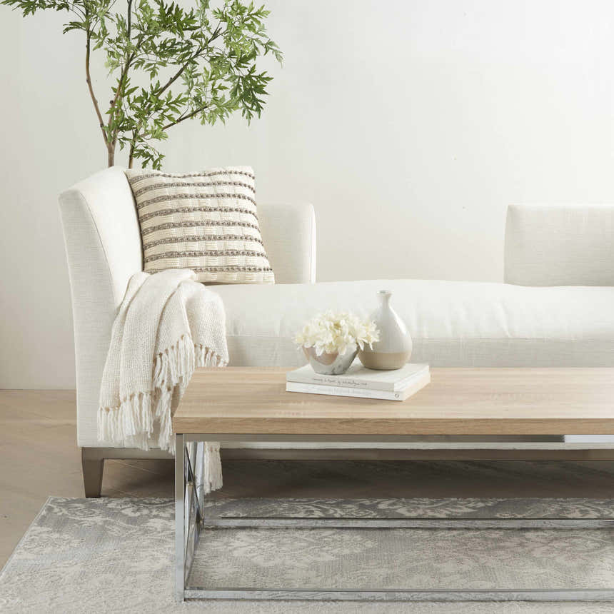 Mina Victory Lifestyle Woven Lines And Dots Lt Grey Indoor Throw Pillow