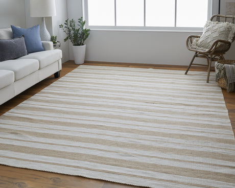 Feizy Duprine Transitional Stripes - Ivory/Taupe/Brown Area Rug