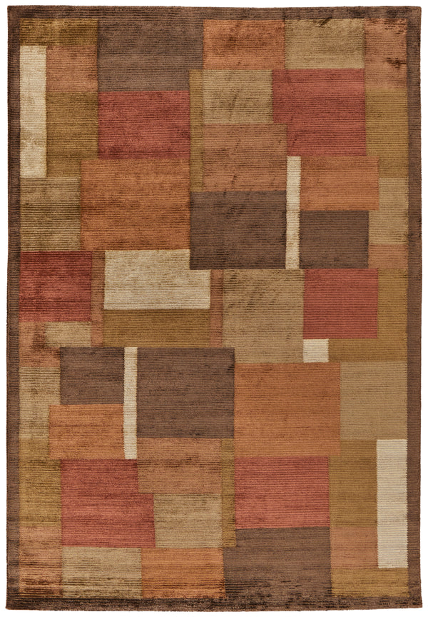 Feizy Keystone Transitional Color Block - Green/Brown/Orange Area Rug - Clearance
