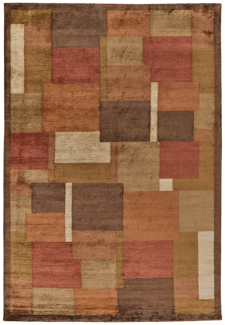 Feizy Keystone Transitional Color Block - Green/Brown/Orange Area Rug - Clearance