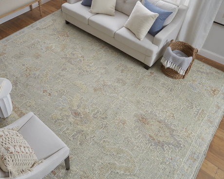 Feizy Grafton Transitional Floral & Botanical - Gray/Green/Blue Area Rug