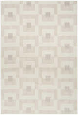 Close-up of the Nourison Nordic Ivory Beige rug, featuring a modern geometric square pattern and neutral chestnut tones.