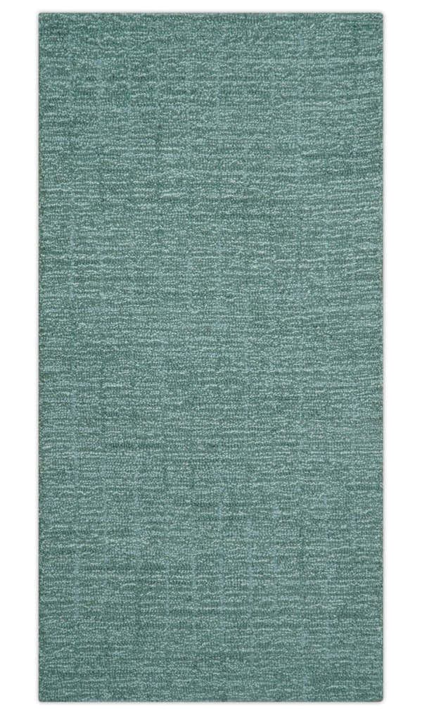 Cam Custom Made Modern Style Teal Hand Tufted Wool Rug