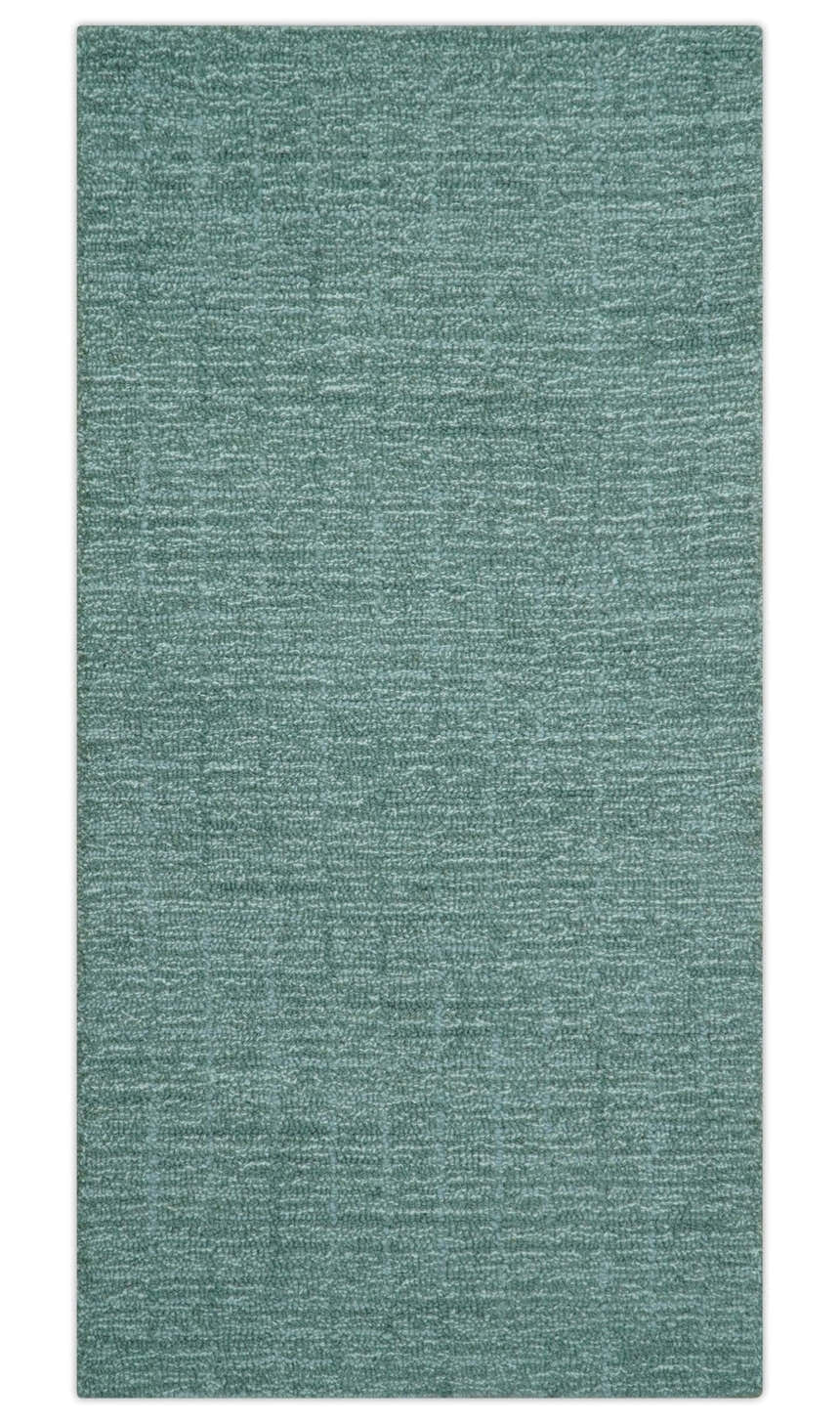 Cam Custom Made Modern Style Teal Hand Tufted Wool Rug