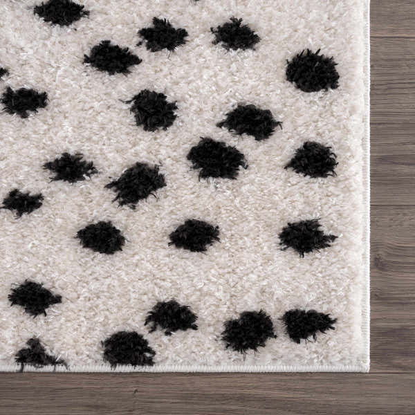 Sample Cansu Black & White Dotted Area Rug