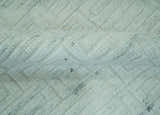 Carved Texture Modern Geometrical Design  Custom Made  Ivory and Light Blue Wool Area Rug
