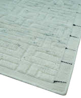Carved Texture Modern Geometrical Design  Custom Made  Ivory and Light Blue Wool Area Rug