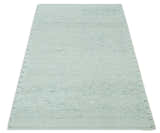 Carved Texture Modern Geometrical Design  Custom Made  Ivory and Light Blue Wool Area Rug