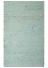 Carved Texture Modern Geometrical Design  Custom Made  Ivory and Light Blue Wool Area Rug
