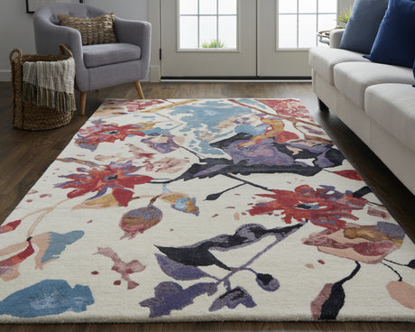 Feizy Dafney Transitional Floral & Botanical - Red/Blue/Purple Area Rug
