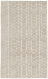 Close-up of the Nourison Charm Silver Ivory Rug featuring a geometric diamond and hexagon pattern.