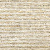 Close-up of the Calvin Klein Mesa Gypsum Rug. Neutral tones, textured stripes, handmade construction.
