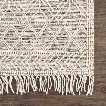 Ramsbury Area Rug - Hand Woven Wool Neutral Trellis Rug