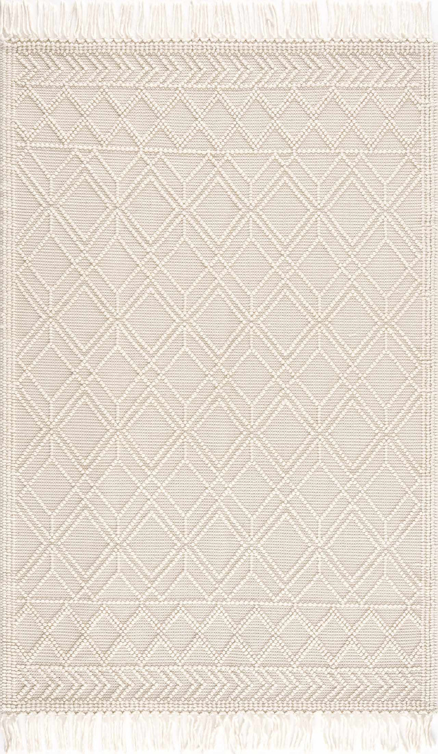 Ramsbury Beige Trellis Wool Rug