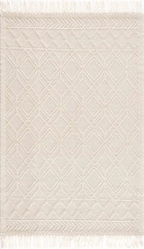 Ramsbury Beige Trellis Wool Rug