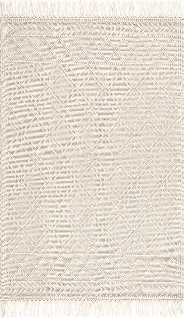 Ramsbury Beige Trellis Wool Rug