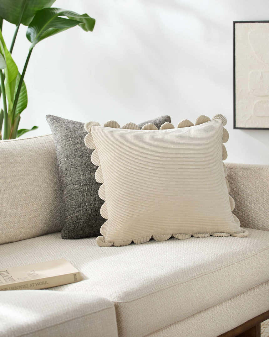 Ludala Ivory Cotton Throw Pillow
