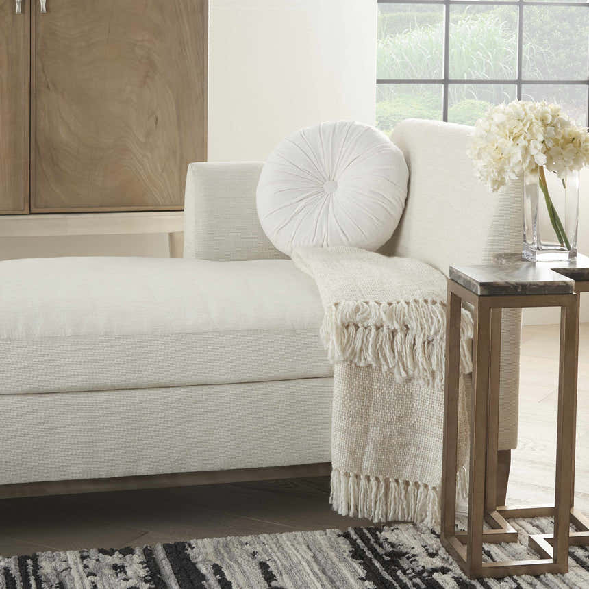Mina Victory Sofia Ruched Velvet Cream Indoor Throw Pillow - Clearance