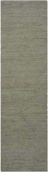 Close-up of the Nourison Natural Jute Sage Farmhouse Area Rug. Handmade rug texture in muted sage and charcoal tones.