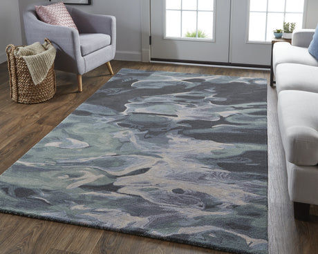 Feizy Amira Transitional Abstract - Green/Blue/Black Area Rug