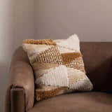Rudex Ivory Geometric Diamond Rustic Polyester Accent Pillow - Clearance