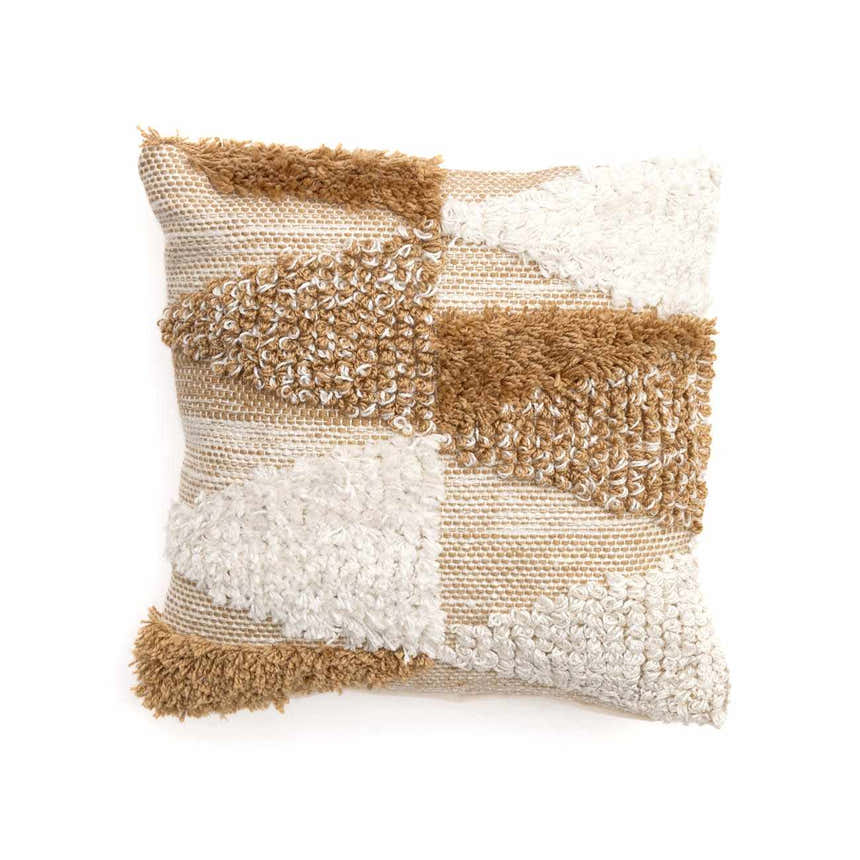 Rudex Ivory Geometric Diamond Rustic Polyester Accent Pillow - Clearance
