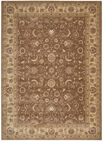 Detailed floral design of the Nourison Somerset Taupe Indoor Area Rug. Rectangle shape with ivory accents.