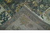 Charcoal and Ivory Hand Knotted Traditional Oushak Custom Made Wool Area Rug