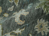 Charcoal and Ivory Hand Knotted Traditional Oushak Custom Made Wool Area Rug