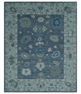 Charcoal and Silver Hand knotted Traditional Oushak Custom Made wool Area Rug